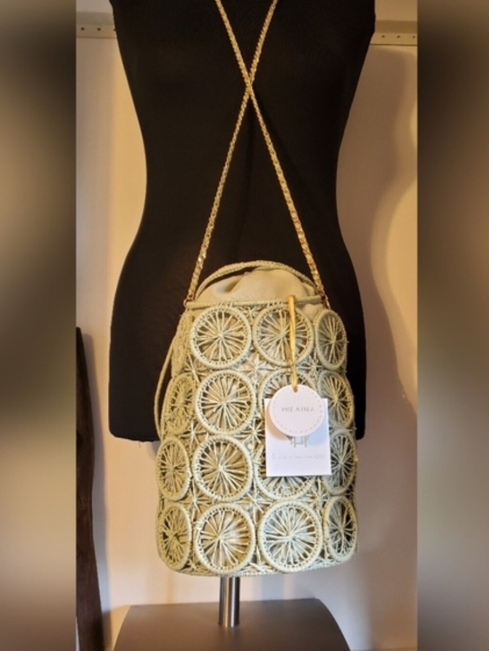 House of Harlow 1960 Rattan WovenBucket Bag Nwt